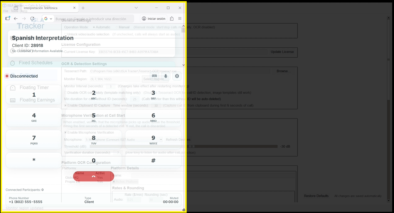 Selecting monitor region